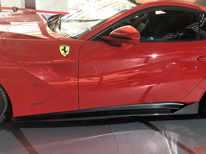 Z-ART, боковые юбки из углеродного волокна для Ferrari F12 Berlinetta, боковые лезвия из углеродного волокна для Ferrari F12, боковой спойлер из углеродного волокна