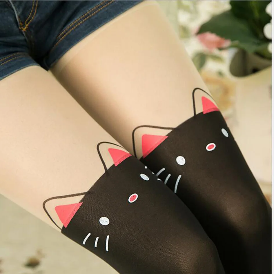 Детские летние колготки для девочек бархатные с имитацией татуировки до колена и