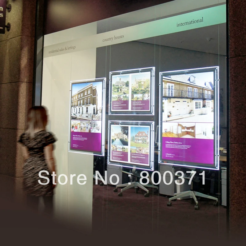 A2 собственности светодиодные оконные Дисплей акриловый светильник ing панелей