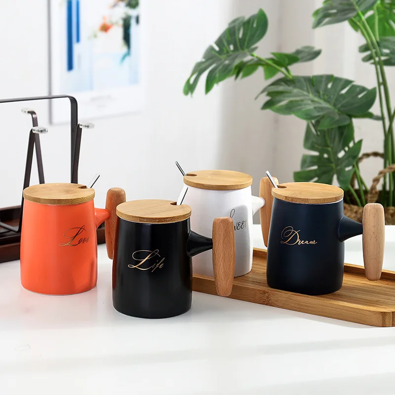 Керамические кружки в скандинавском стиле простой дизайн кофейные с деревянной