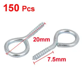 

Uxcell Hot Sale 150pcs/lot 20mm/0.8 Inch Length 6mm/0.24 Inch Inner Dia Zinc Plated Self-Tapping Eye Screw Hook 7.5x1.7mm Thread