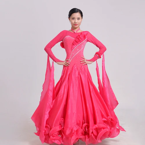 Hot pink Пользовательские Madden Танцы одежда для сцены бальных танцев чванство платье национальной Стандартный Танцы конкурс платье 11 цветов - Цвет: Hot pink