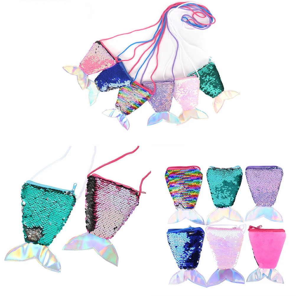 Кошелек с блестками и хвостом русалки сумки через плечо кошелек отделением для