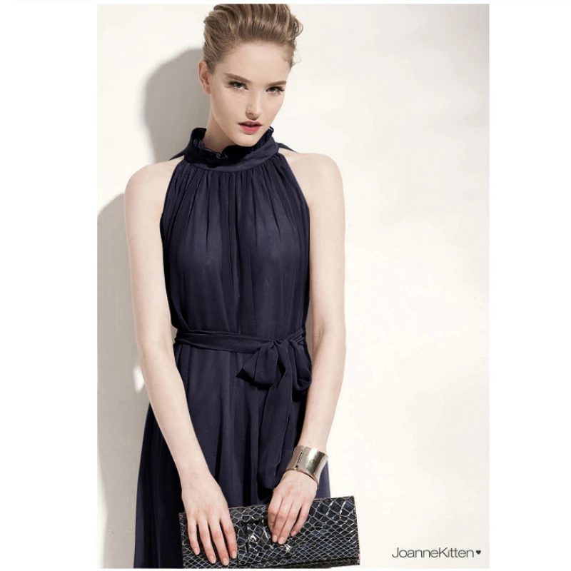 2019 Весна и лето женское Новое богемное платье хомут на шее шифоновое длинное