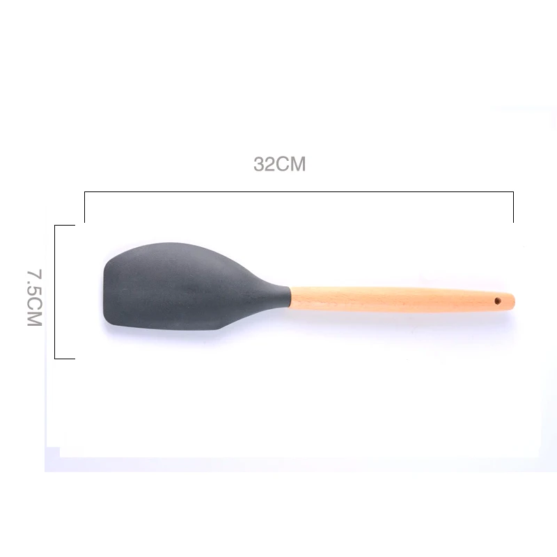 Silicone spoon9 9 высококачественных кухонных инструментов, деревянная ручка, силикон, термостойкий набор, Премиум специальная кухонная посуда, кухонные инструменты - Цвет: Silicone spoon9
