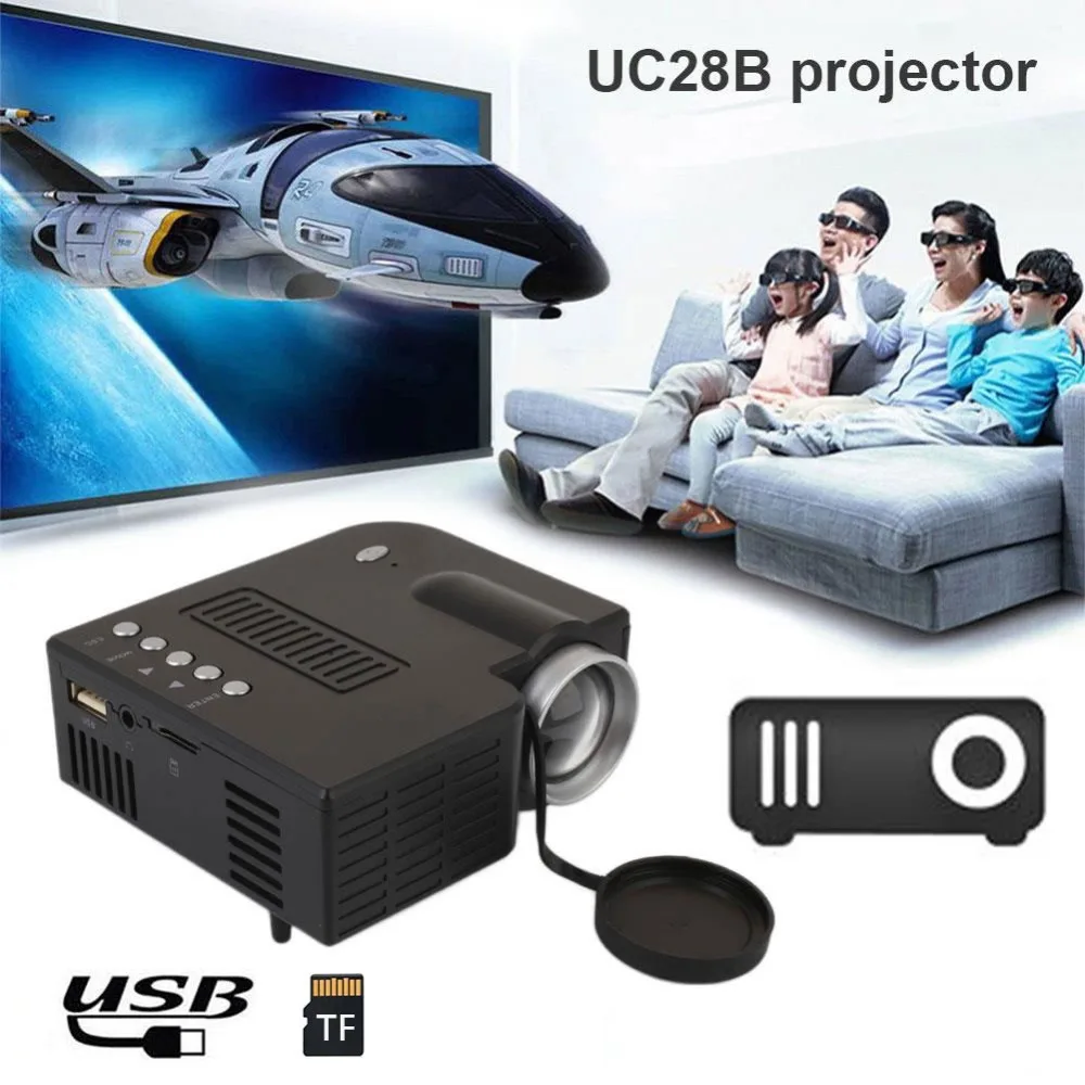 Мини Портативный UC28B проектор 500LM домашний кинотеатр Мультимедиа светодиодный
