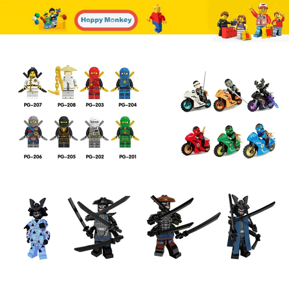Лидер продаж для детей Ninjago серии с мотоцикла мастер Wu Garmadon набор N POP девушка NYA