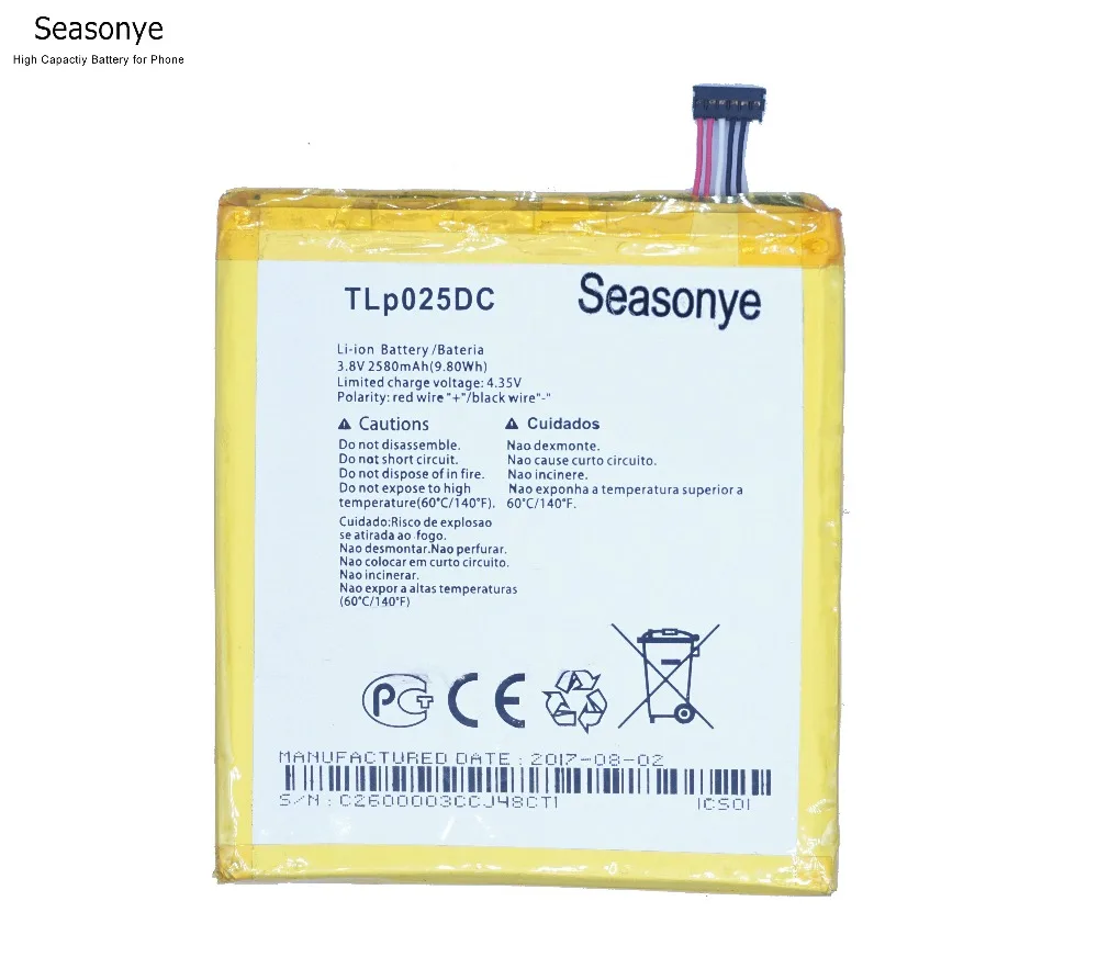 Seasonye 3x TLP025DC 2580 мАч батарея + отвертка инструменты для Alcatel Pixi 4 6 0 OT 9001A 9001X 9001D 8050D