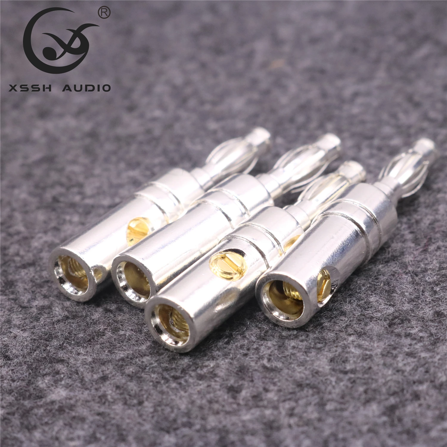 8 шт. или 16 XSSH аудио Hi-end Hifi латунь 62% медное покрытие серебро маленький 5 мм штекер