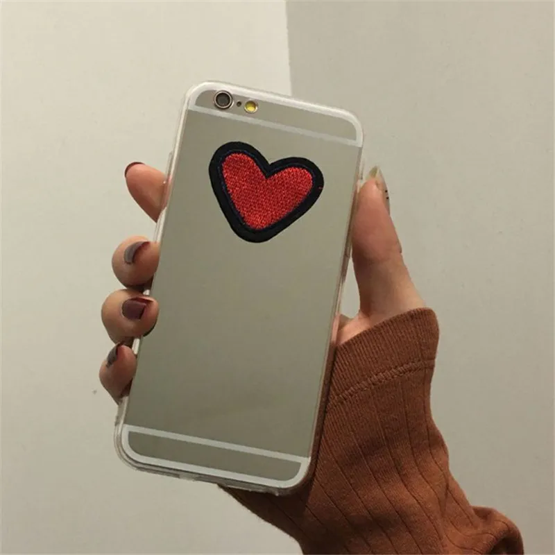 Мягкий чехол для iPhone 11 12 pro mini max 6 6s 7 plus с 3D вышивкой love Mirror | Мобильные телефоны и