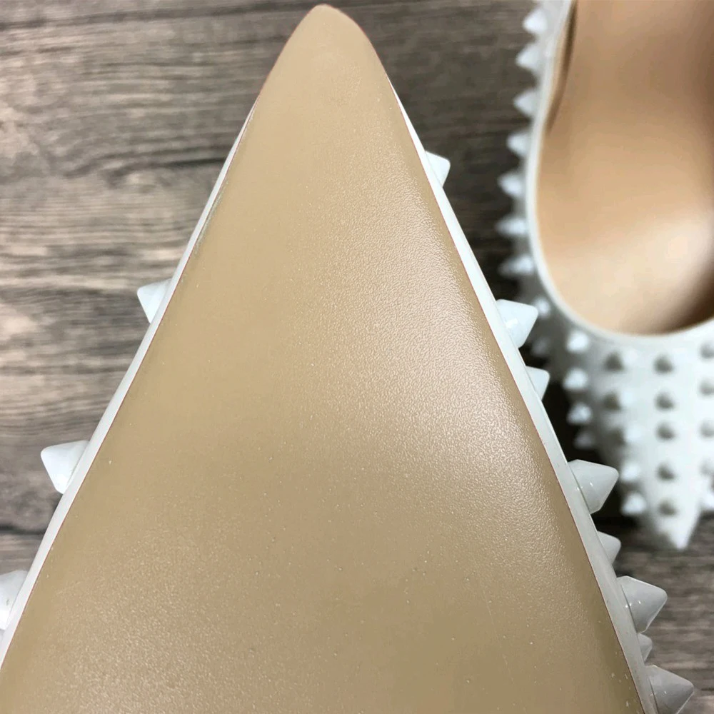 Туфли лодочки на высоком каблуке 10 см 12 из искусственной кожи с заклепками|heel