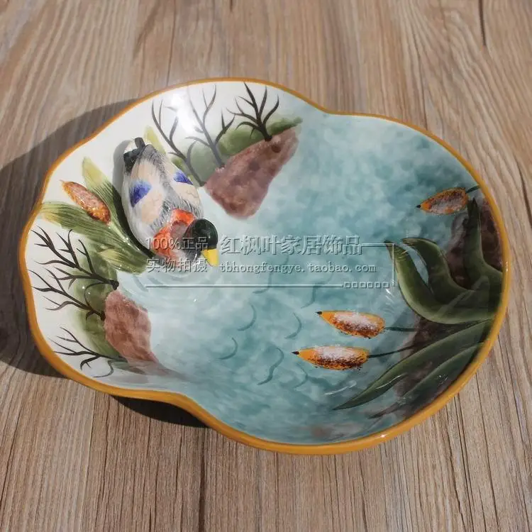 Керамическая креативная тарелка для хранения фруктов черная утка десертов