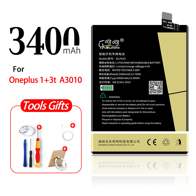 BLP633 For Oneplus3T Новинка LEHEHE BLP571 BLP597 BLP613 BLP633 BLP637 батарея для oneplus 1 2 3 3T 5 oneplus батареи для сотового телефона с инструментами подарки - Цвет: BLP633 For Oneplus3T