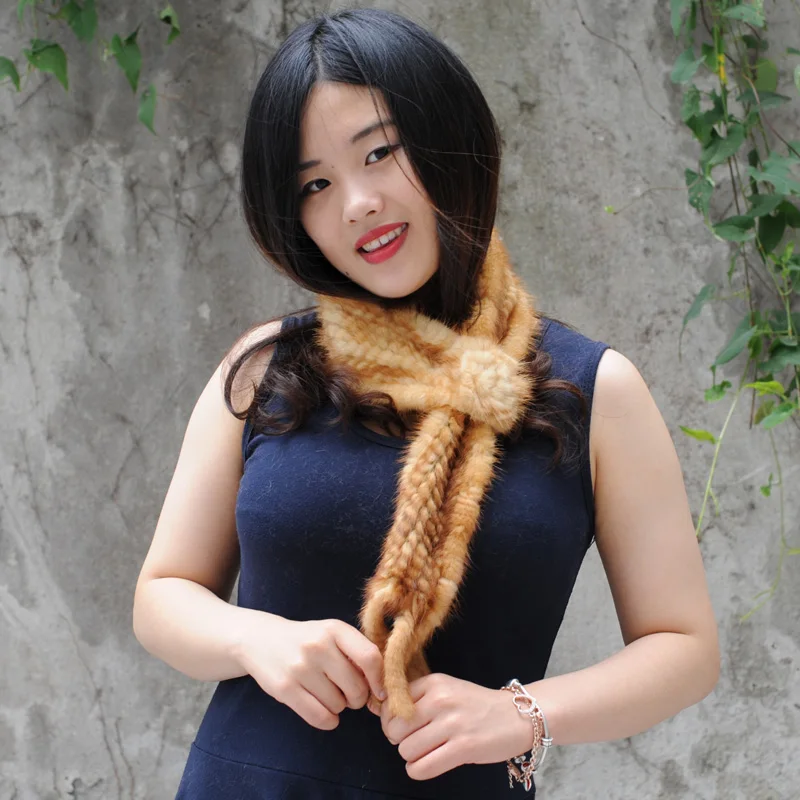 CX-S-70M вязаный норковый шарф Для женщин мех норки маленький для девочек |