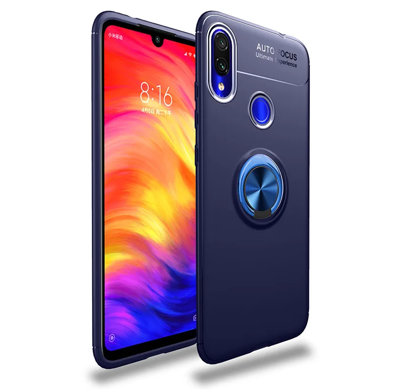 blue blue Магнитное кольцо Стенд чехол на для Redmi note 5 6 Pro note 7 роскошный мягкий силиконовый закаленное стекло+ Полное покрытие чехол на для Сяоми ксиоми Редми Ноут 5 6 про Редми Ноут 7 - Цвет: blue blue