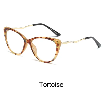 Tortoise Ralferty роскошные женские очки с кошачьим глазом оправа женские хрустальные декорированный металлическими очки с дужками Ретро оптическая оправа для близорукости F97313 - Цвет оправы: Tortoise