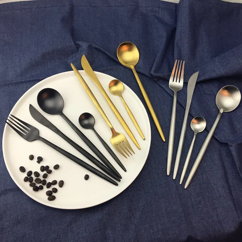 Брендовый набор посуды из нержавеющей стали столовых приборов 4 шт. черный нож