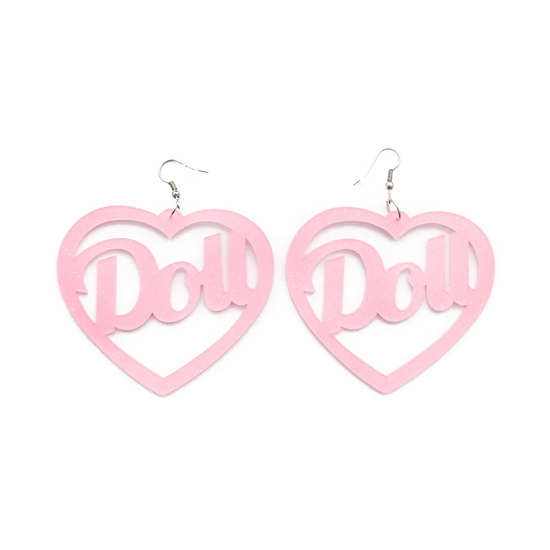 Милые розовые серьги кольца в форме сердца женские акриловые для вечеринки