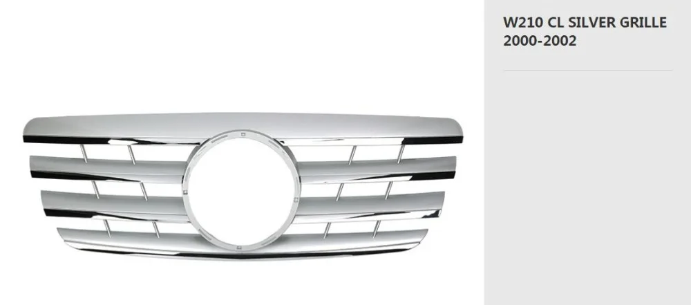 Для Mercedes-Benz E-class W210 2000-2002 с эмблемой CL стиль черный/плоский черный/все черный/серебристый/хром Передняя гоночная решетка