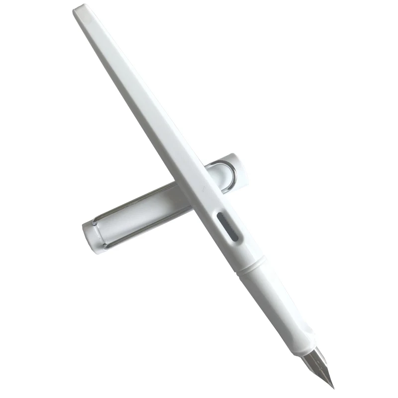 Белый plastic long body fountain pen 0.38mm ink pens for writing dolma kalem pluma fuente stylo plume caneta tinteiro Stationery 1079 - Цвет: Белый