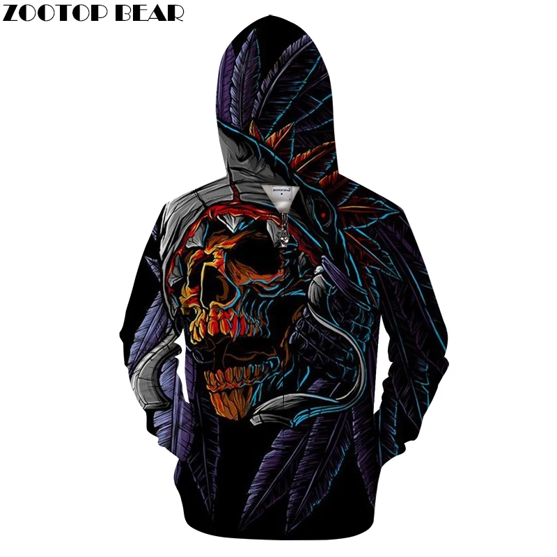

3D Men Zipper Hoodies Skull Zip Hoody Printed Tracksuit Casual Sweatshirt Streatwear Coat Pullover Harajuku DropShip ZOOTOPBEAR