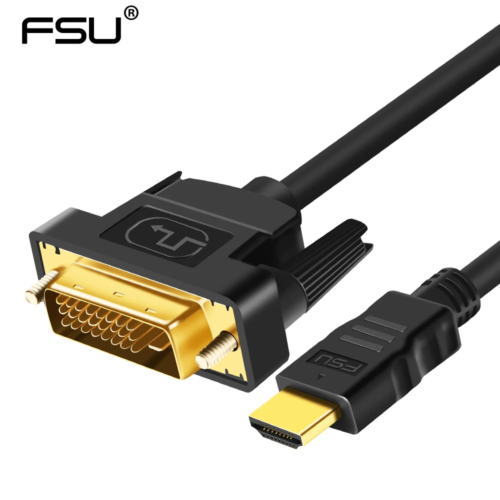 Высокоскоростной HDMI к DVI 24+ 1 pin адаптер позолоченный кабель «Папа-папа» для 1080P HD HDTV HD PC xbox 1m 1,8 m 2m 3m 5m