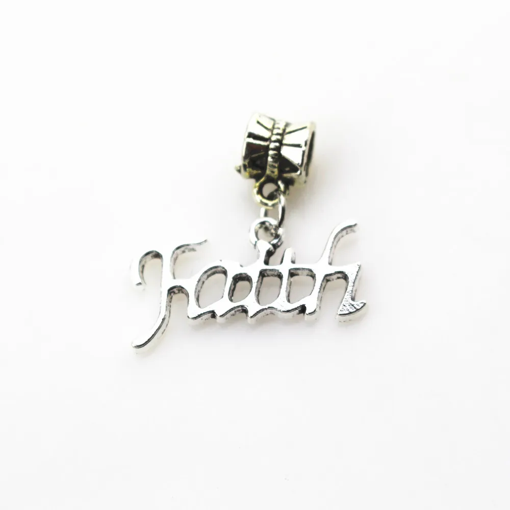 

Лидер продаж, Подвески 20 шт./лот faith, бусины с большим отверстием, подвески для браслета из вязаного кружева, ювелирные подвески «сделай сам»