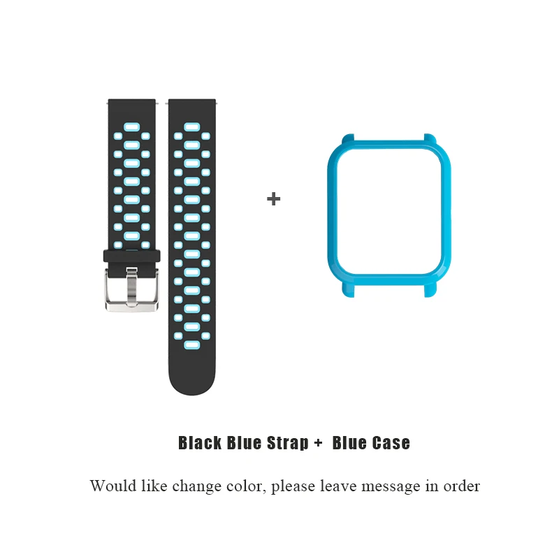 Black Blue Blue 20 мм ремешок силиконовый ремешок для часов Xiaomi Huami Amazfit GTR Bip BIT спортивные Смарт-часы аксессуары смарт-браслеты - Цвет: Black Blue Blue