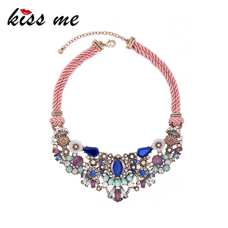 KISS ME, цепочка с разноцветными цветами, Макси ожерелье,, брендовые ювелирные изделия, богемное ожерелье, аксессуары для женщин