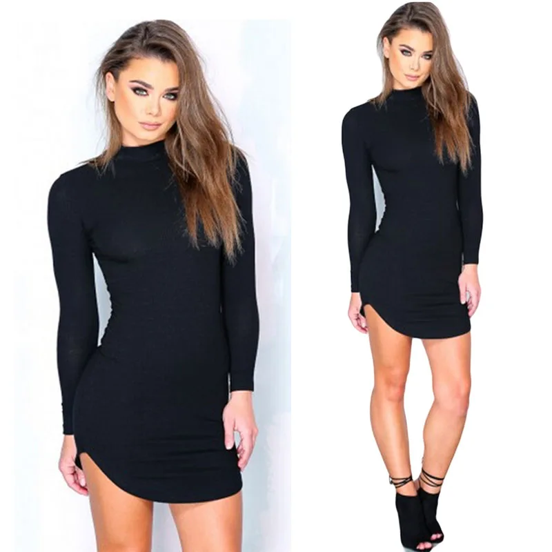 Облегающее платье футляр с длинным рукавом Клубное вечерние мини женское