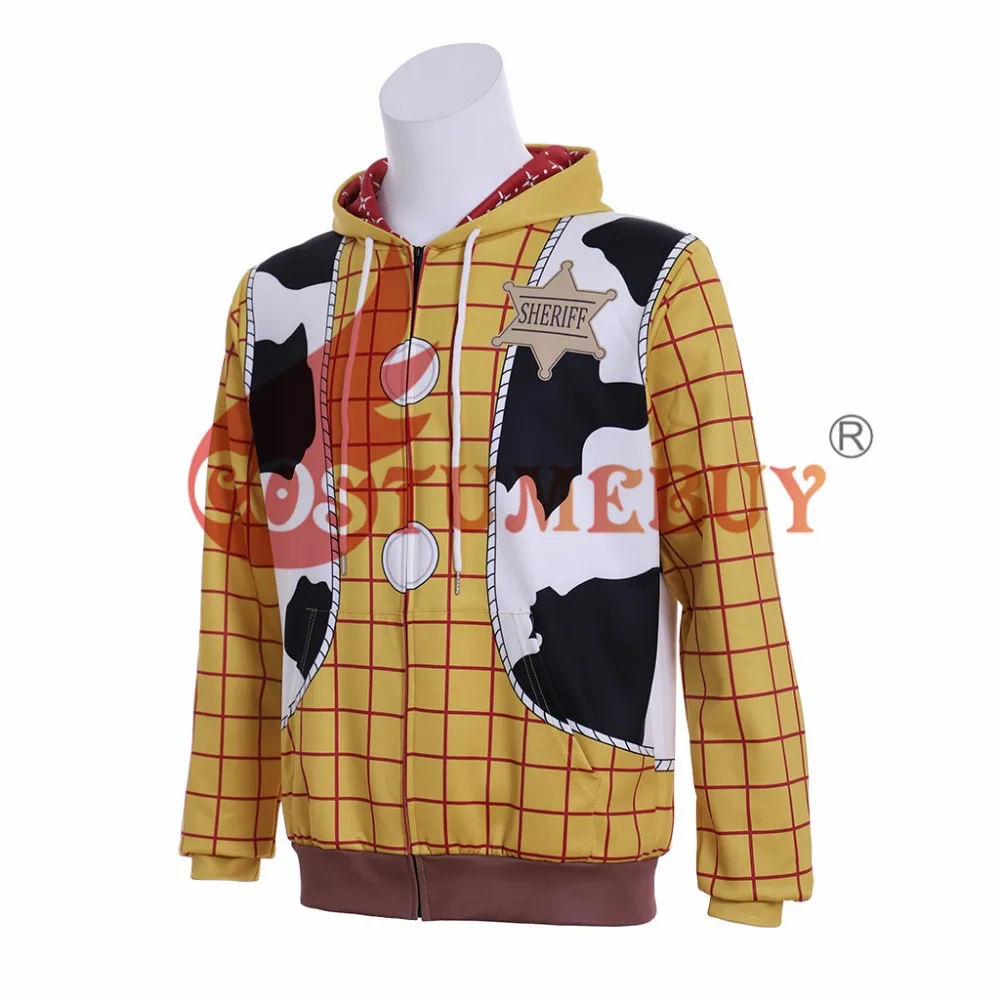 CostumeBuy История игрушек 3 ковбой косплэй Вуди капюшон куртка костюм пальто с капюшоном свитер на молнии для мужчин женщин 5XL