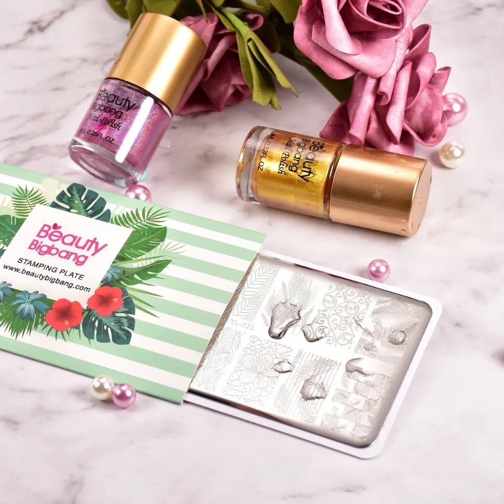 Трафареты BeautyBigBang для ногтевого дизайна шаблон с изображением оленя дерева травы