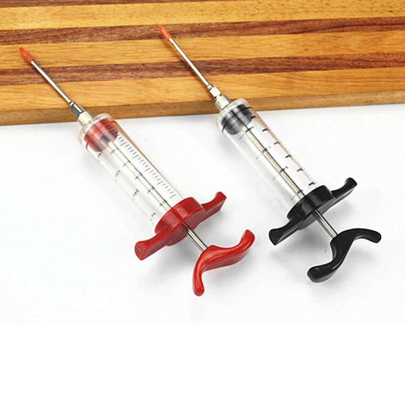 Black Meat Marinade Injector Syringe Flavour BBQ Cooking Poultry Turkey Chicken Beef Accessories | Дом и сад