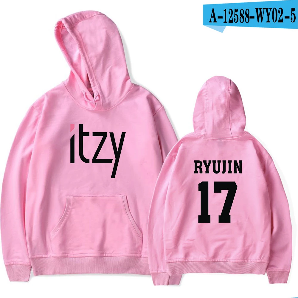 Itzy Kpop толстовки для мужчин Wo мужчин s толстовка с капюшоном свободные повседневные теплые толстовки свитшоты 6 цветов женский джемпер спортивные костюмы оверсайз - Цвет: pink