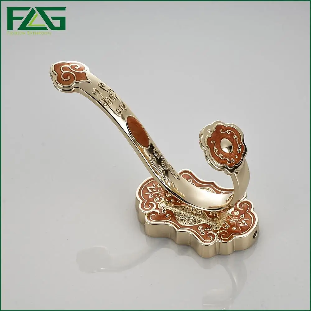 FLG несколько вариантов Роскошные Крючки для пальто настенный латунный крючок для халатов в ванную/кухню с 10 цветами Нефритовая ткань крючок G215-10W - Цвет: G215-10GRED