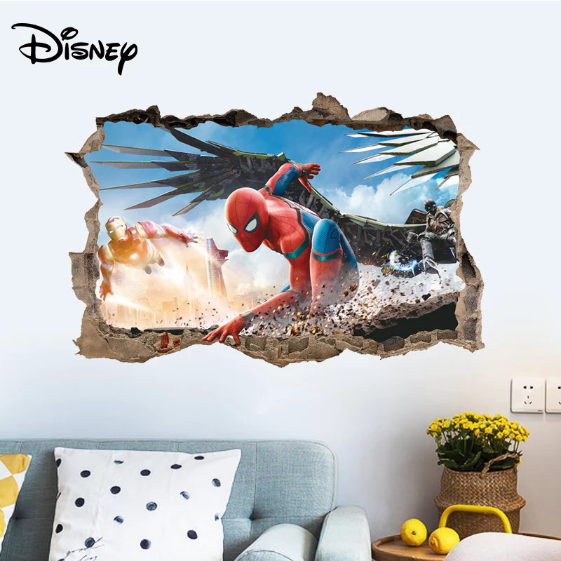 Disney new 3d Spider-man wall stickers children's room bedroom wall decoration stickers