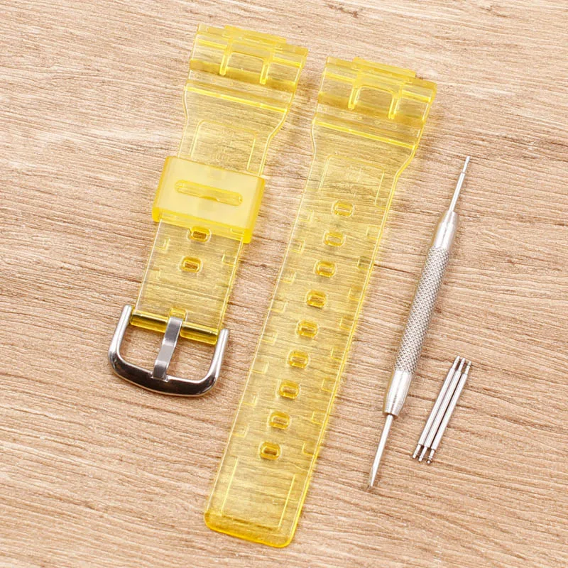 yellow Аксессуары для часов Casio baby-g прозрачный ремешок BA-110/111/112/BGA-130 полимерный женский ремешок - Цвет ремешка: yellow