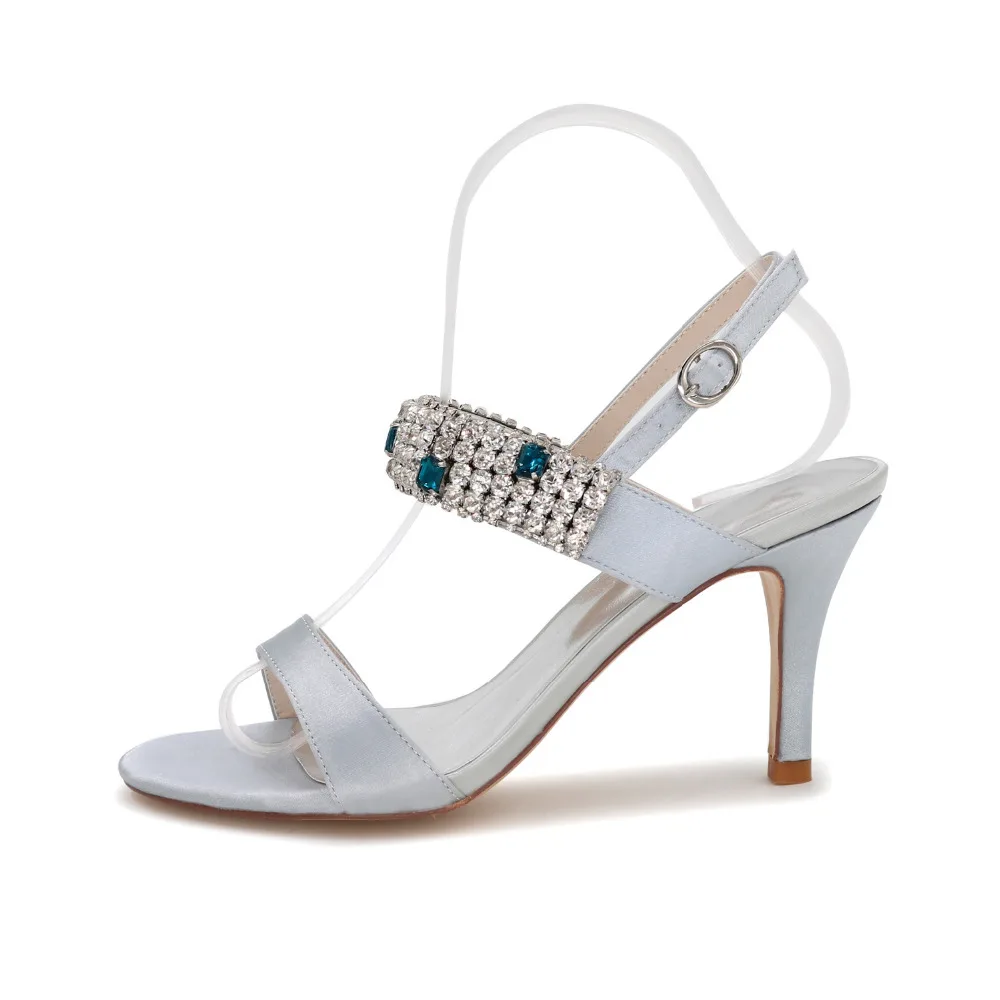 Creativesugar блестящие сандалии на высоком каблуке с кристаллами летние атласные