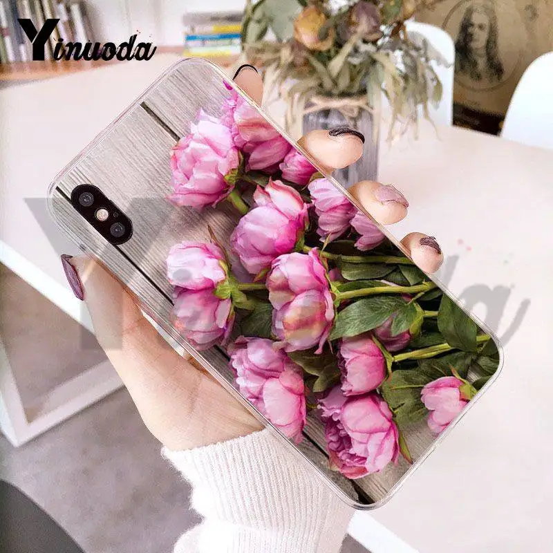 Yinuoda цветок розовый Пионы Пион Coque Shell чехол для телефона для iPhone 8 7 6 6S Plus X 10 5 5S SE 5C XS XR11 11pro 11promax - Цвет: 4