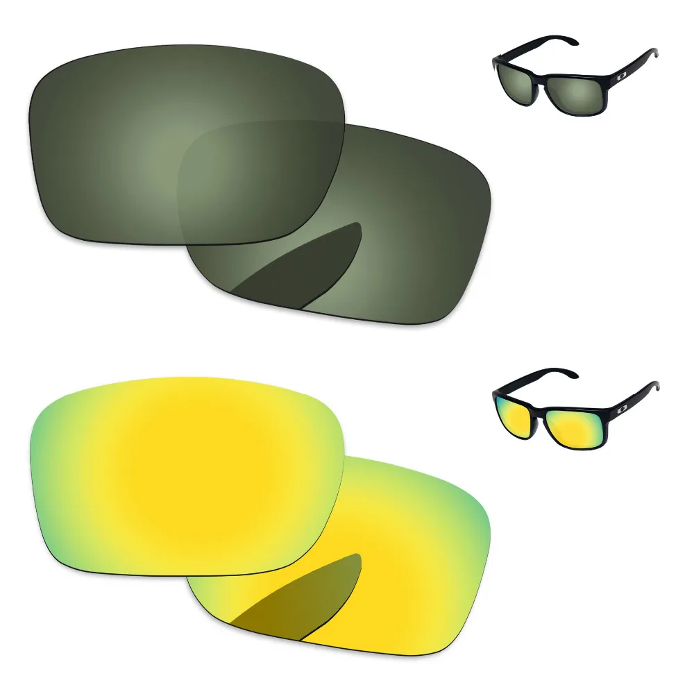 

24K золотисто-зеленый черный 2 пары Поляризованные Сменные линзы для аутентичных Holbrook солнцезащитные очки оправа 100% UVA & UVB защита