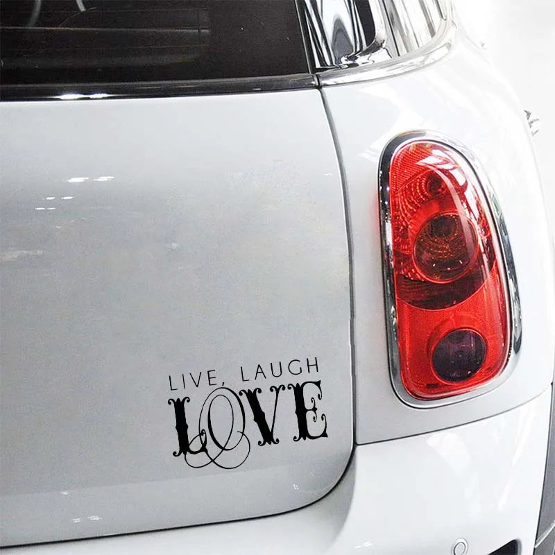 QYPF 15.5CM*9.9CM LIVE LAUGH LOVE Font Combinational Fashion Vinyl Car Window Sticker Black Silver Decal C15-1967 | Автомобили и