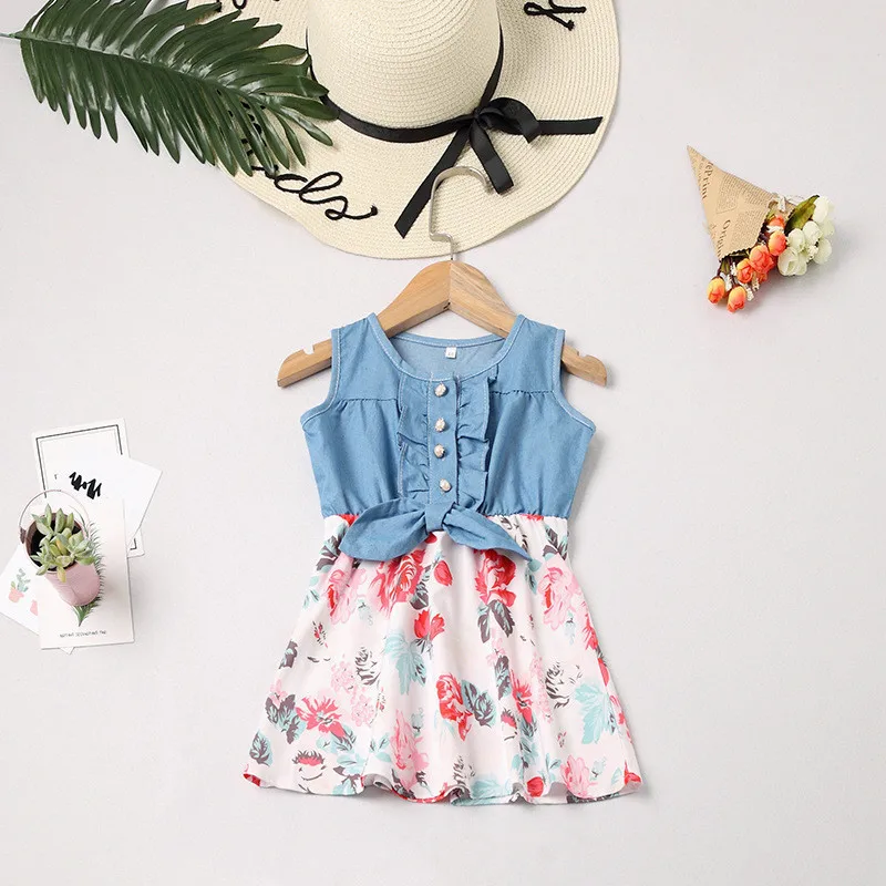 LILIGIRL/Одинаковая одежда для всей семьи; Новинка года; джинсовые детские платья для мамы и дочки; платье с цветочным рисунком для мамы и дочки