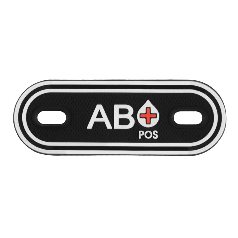2 ПВХ группа крови Тип тег A+ B+ AB+ O+ Положительный патч значки A B AB O POS мораль SWAT боевой патч для сумки обуви шнурки молния - Цвет: 2