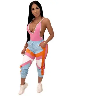 Хит продаж 2019 новые женские спортивные штаны с завязками на талии цветные