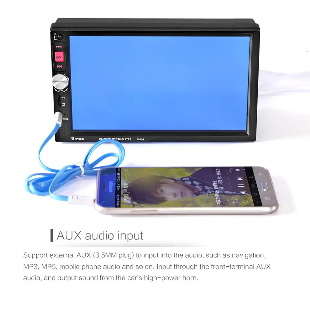 7 Inches Double DIN Bluetooth Car MP5 Player Without Camera Support Hands-free Calls And Across Two Cellphones Auto Accessories |