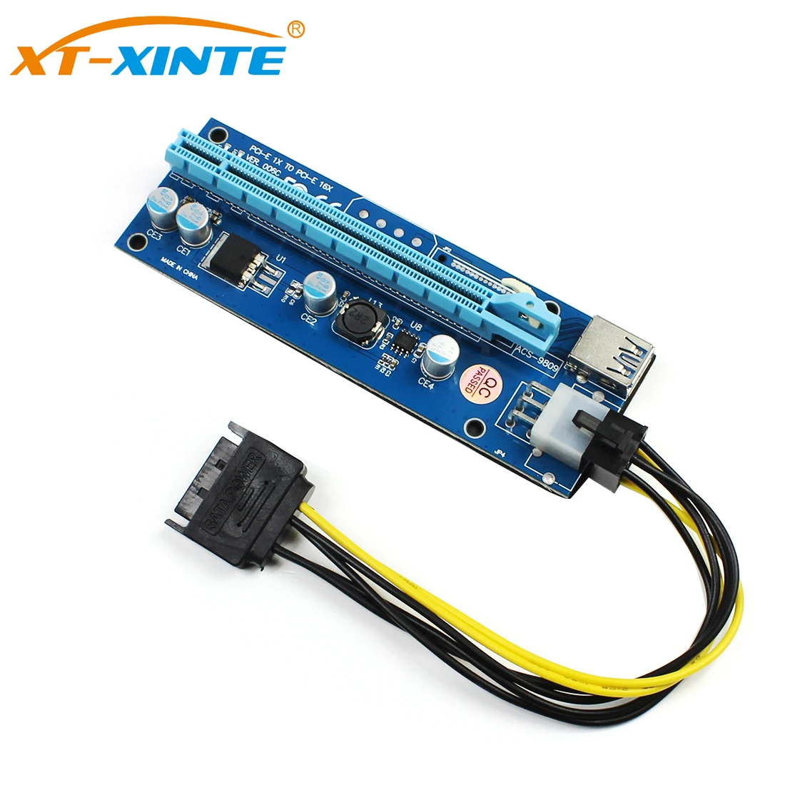 Pci Express Riser Card 1Х до 16Х 6Pin GPU Usb 3,0 удлинитель X1 X16 адаптер карта PCIE SATA 6Pin кабель питания для майнера BTC майнинга