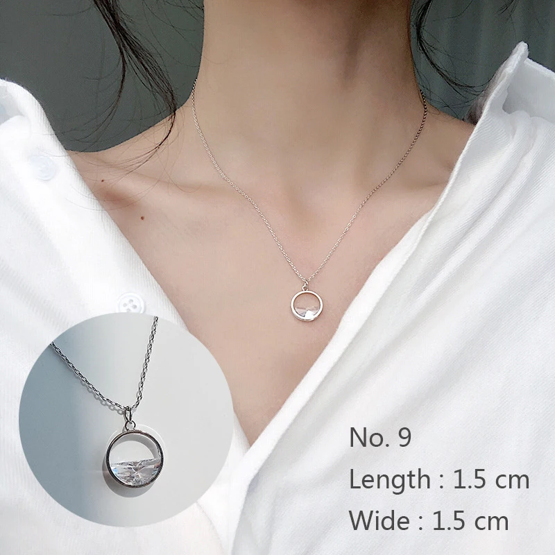 Ожерелье женское в форме сердца винтажная Цепочка с кристаллами Луны и звезд