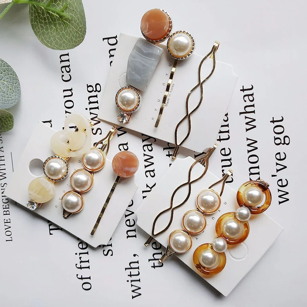 3 шт./компл. жемчуг металлический зажим для волос лента гребень заколка