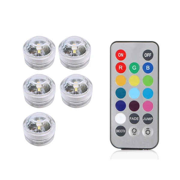 5 lamp 1 controller IP68 Водонепроницаемый светодиодный подводный светильник RGB красочный погружной светодиодный чайный светильник на батарейках ваза для аквариума Свадебная декоративная лампа - Испускаемый цвет: 5 lamp 1 controller