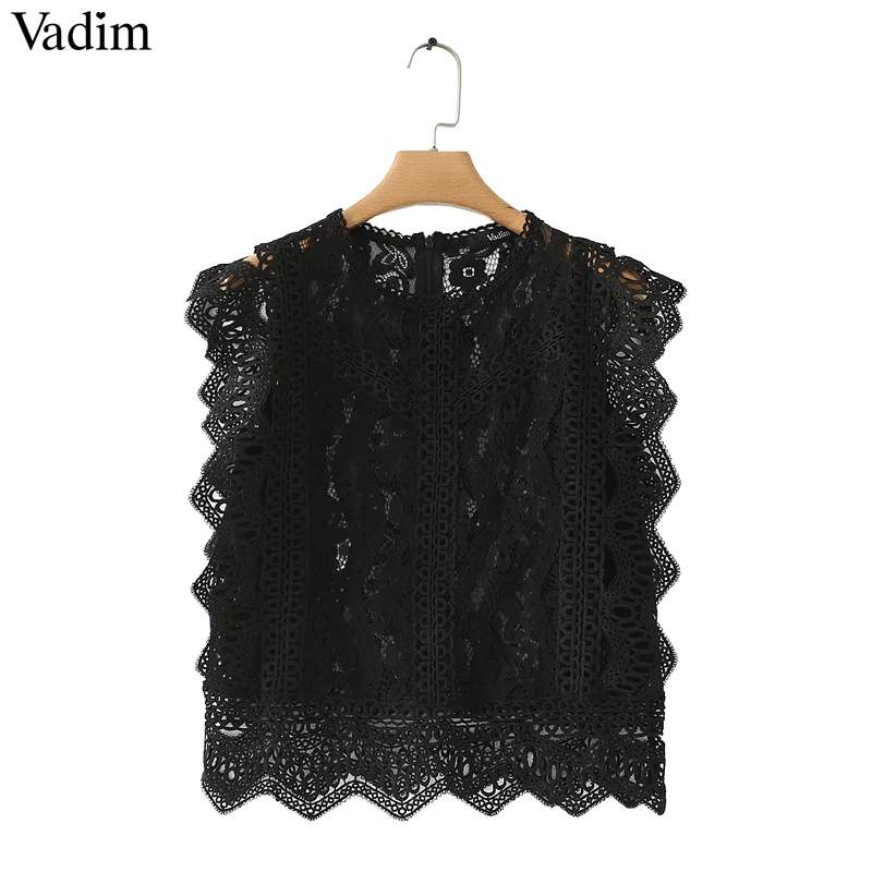 Vadim для женщин выдалбливают черный укороченный Топ кружево лоскутное бабочка